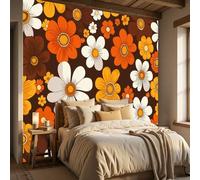 Papel pintado de papel no tejido,Margarita cálida y nostálgica Estampados florales de estilo,200x140cm,Fotomurales Decorativos Papel tapiz fotográfico Dormitorio Para la sala -fácil de instalar