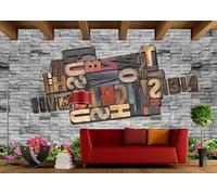 Papel pintado de pared de ladrillo 3D con letras florales y retro para murales de bares, salones, cafeterías y restaurantes, 150 x 105 cm
