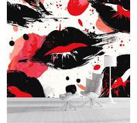 Papel Pintado de Pared Labios De Grafiti Fotomurales Arte Pop Tapiz Fotográfico Decorativos Papel para Pared Salón Pasillo Dormitorio Comedor,350x250cm, En Blanco Y Negro