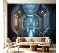 Papel pintado de pared panorámico 3D Premium para sala de estar, dormitorio infantil, sala de estar, tecnología futurista decoración de pared, moderno póster de pared de pared Pasillo puerta