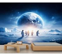 Papel pintado de pingüinos con animales polares para habitación de niños, planeta tierra, murales para paredes para dormitorio, sala de estar, póster 490 x 350 cm