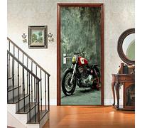 Papel Pintado de Puertas Motocicleta 3D Adhesivo Pegatina Wall Decal Art Home Decoración 77x200cm