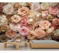 Papel pintado de rosa, mural grande de rosas rosas, papel tapiz floral para dormitorio, mural de pared floral, 200 x 200 cm (no se pela y pega)