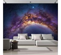 Papel Pintado De Seda Cielo Nocturno En Forma De Arco Sobre La Vía Láctea, 400x280cm Fotomurales Espectacular Vista Cósmica Papel Tapiz Fondo De Pantalla Decor De Pared Para Domitorio, Salón Y Púrpura
