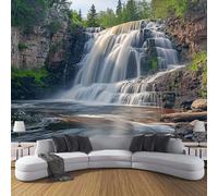 Papel Pintado de Seda Paisaje Natural - Fotomurales Pared Tejido Verde de seda Decorativos Murales Fotográfico XXL Cascada Del Bosque Moderno Decoración de Paredes,200×140cm per Soggiorno