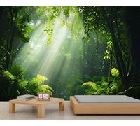 Papel pintado de selva tropical, mural grande de bosque verde, mural de palmera para dormitorio, mural de pared de selva, 400 x 280 cm (no se pela y pega)