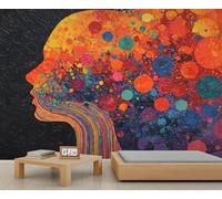 Papel pintado de silueta de perfil de mujer, papel pintado colorido para paredes, papel pintado abstracto para habitación de niños, para dormitorio, sala de estar, póster de 390 x 260 cm