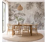 Papel Pintado de Tela Seda, Plantas Simples Tropicales Plátano Monstera Deliciosa Dibujo Lineal Papel Pintado Decorativos del Hogar, Decorativo de Tela Seda para Sala de Estar Y Dormitorio 400 x 280cm