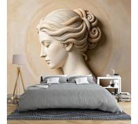 Papel Pintado De Yeso En Relieve 3D Con Figura De Diosa Con Moño Rizado En Espiral Y Cuerda 350 × 280 Cm No Tejido Impreso Gran Mural De Pared Lujosa Decoración De Arte Moderno Para Dormitorio Y