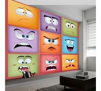 Papel Pintado Dibujos Animados Expresiones Divertidas 450 x 280 cm Fotomurales decorativos modernos de pared en tejido no tejido Color, para murales fotográficos para salón o dormitorio