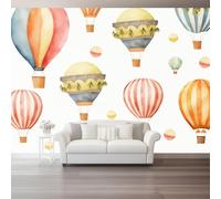 Papel Pintado Dibujos Animados Globo Aerostático Bolas De Coloresrosa Amarillo 3D Panorámico No Tejido - Fotomurales Decorativos Para Salón, Dormitorio Y Oficina - Diseño Moderno Pared Del Hogar