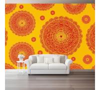 Papel pintado Diente De León, 300 x 210 cm Papel tapiz fotográfico personalizado no tejido para sala de estar, decoración de pared para habitación de niños Naranja