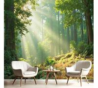 Papel Pintado Dosel Denso De Árboles Pared 3D Papel Tapiz - Bosque Tranquilo Murales Tapiz Fotomural para Sala Cuarto Oficina Salón Tv Fondo Pared Dormitorio Decoración 150x105cm, Verde Esmeralda