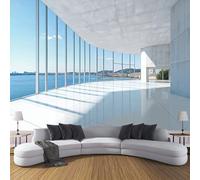 Papel Pintado Edificios costeros, Ventana al mar Estilo Póster Gigante de Pared, Mural Decorativo de Pared para Salón, 400 x 280 cm, Carta Da Parati Murale Moderna