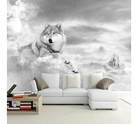 Papel Pintado Efecto 3D Animal lobo Fotomurales Pared Tejido No Tejido Decorativos Murales Fotográfico Moderno Decoración de Paredes Para Salón o Dormitorio 400cm×280cm (ancho x alto)
