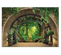 Papel Pintado Efecto 3D Bosque Vista Ventana Salón Dormitorio - Incluye Pegamento - Fotomurales Pared Tejido No Tejido Decorativos Murales Fotográfico Moderno Decoración de Paredes (312x219 cm)