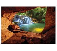 Papel Pintado Efecto 3D Cueva Cascada Naturaleza Salón Dormitorio - Incluye Pegamento - Fotomurales Pared Tejido No Tejido Decorativos Murales Fotográfico Moderno Decoración de Paredes (416x254 cm)