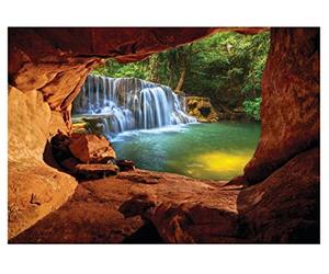 Papel Pintado Efecto 3D Cueva Cascada Naturaleza Salón Dormitorio - Incluye Pegamento - Fotomurales Pared Tejido No Tejido Decorativos Murales Fotográfico Moderno Decoración de Paredes (416x254 cm)