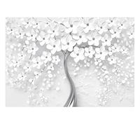Papel Pintado Efecto 3D Flores Árbol Salón Dormitorio - Incluye Pegamento - Fotomurales Pared Tejido No Tejido Decorativos Murales Fotográfico Moderno Decoración de Paredes (368x254 cm)