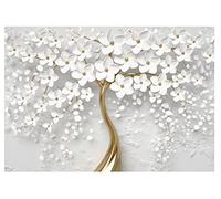 Papel Pintado Efecto 3D Flores Árbol Salón Dormitorio - Incluye Pegamento - Fotomurales Pared Tejido No Tejido Decorativos Murales Fotográfico Moderno Decoración de Paredes (254x184 cm)