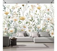 Papel Pintado Efecto 3D Flores De Acuarela, Papel Pintado Fotografía Mural Con Flores Naturales Sencillas, 350x256cm Murales Decoración Para Salón Dormitorio Oficina