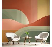 Papel Pintado Efecto 3D, Terracota Papel Pintado Fotografía Mural Con Geometría Curvas, 350×256 Cmabstracto Moderno Murales Decoración Para Salón Dormitorio Oficina