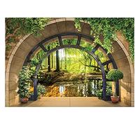 Papel Pintado Efecto 3D Ventana Bosque Soleado Paisaje Salón Dormitorio - Incluye Pegamento - Fotomurales Pared Tejido No Tejido Decorativos Murales Fotográfico Decoración de Paredes (312x219 cm)