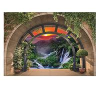 Papel Pintado Efecto 3D Ventana Cascada Paisaje Salón Dormitorio - Incluye Pegamento - Fotomurales Pared Tejido No Tejido Decorativos Murales Fotográfico Moderno Decoración de Paredes (152x104 cm)