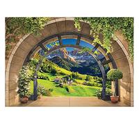 Papel Pintado Efecto 3D Ventana Montañas Paisaje Salón Dormitorio - Incluye Pegamento - Fotomurales Pared Tejido No Tejido Decorativos Murales Fotográfico Decoración de Paredes (416x254 cm)