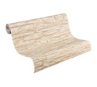 Papel Pintado Efecto Piedra Elements A.S. Création Papel pintado tejido no tejido 10.05 m x 0.53 m Beige Crema Fabricado en Alemania 707130 7071-30