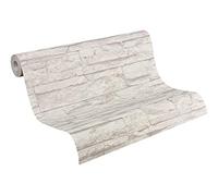 Papel Pintado Efecto Piedra Elements A.S. Création Papel pintado tejido no tejido 10.05 m x 0.53 m Gris Blanco Fabricado en Alemania 707116 7071-16