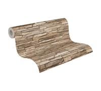 Papel Pintado Efecto Piedra Elements A.S. Création Papel pintado tejido no tejido 10.05 m x 0.53 m Marrón Beige Fabricado en Alemania 958332 95833-2