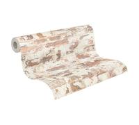 Papel Pintado Efecto Piedra Elements A.S. Création Papel pintado tejido no tejido 10.05 m x 0.53 m Naranja Blanco Rojo Fabricado en Alemania 369291 36929-1