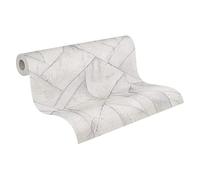 Papel Pintado Efecto Piedra Industrial A.S. Création Papel pintado tejido no tejido 10.05 m x 0.53 m Gris Blanco Fabricado en Alemania 377415 37741-5