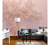 Papel pintado elegante con motivos vegetales, fotomural sencillo de hojas de ginkgo, papel pintado no tejido para dormitorio y salón, papel pintado rosa para decoración de paredes, revestimiento de pa