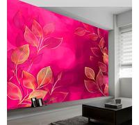 Papel Pintado Elegante Estructura De Hojas De Acuarela, Mural Magenta Fotomural para Salón, Dormitorio, Papel Pintado no Tejido, Papel Pintado de Pared, Fondo de TV Decoración de Pared, Papel Pintado
