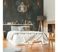 Papel Pintado en Color Abstracto Putzoptik Con Oscuridad - Negro, Oro, Turquesa