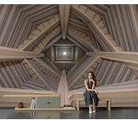 Papel Pintado Escalera Caracol Diseño Geométrico 450 × 315 cm Fotomurales Pared Seda Decorativos Murales Fotográfico De Paredes Salón Dormitorio Habitación Marrón Claro