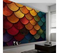 Papel Pintado Escamas De Dragón Estilo Cristal 308 x 220 cm Fotomurales decorativos modernos de pared en tejido no tejido Color, para murales fotográficos para salón o dormitorio