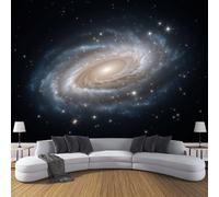 Papel Pintado Espirales Galaxias Salón Dormitorio - Fantasía Universo Tejido No Tejido Fotomurales Pared, Amarillo Pálido Murales Decorativos de Paredes para salón fondo de TV, 200 x 140 cm