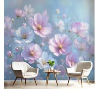 Papel Pintado Estampado Murales 150Anx105Al cm, Naturaleza Flores Soñador Cosmos Papel Tapiz Fotográfico Efecto 3D, Azul Murales Decoración para Sala Cuarto Oficina Salón