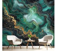 Papel Pintado Estampado Murales 350Anx256Al cm, Abstracto Lujo Mármol Texturizado Papel Tapiz Fotográfico Efecto 3D, Verde esmeralda Murales Decoración para Sala Cuarto Oficina Salón
