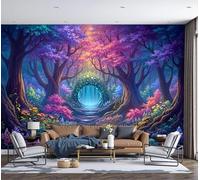 Papel Pintado Estilo De Fantasía Arco Misterioso En El Bosque Encantado Paisaje 350x256cm Fotomurales Seda, Realismo Papel Tapiz Grande Murales Fotográfico Moderno Decoración de Paredes