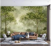 Papel Pintado Estilo De Fantasía Bosque De Niebla Paisaje 350x256cm Fotomurales Seda, Realismo Papel Tapiz Grande Murales Fotográfico Moderno Decoración de Paredes