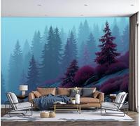Papel Pintado Estilo de fantasía Pinos en la ladera Paisaje 400x280cm Fotomurales Seda, Realismo Papel Tapiz Grande Murales Fotográfico Moderno Decoración de Paredes