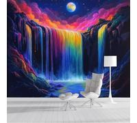 Papel Pintado Estilo De Pintura Con Luz Negra Efecto 3D Escena De Cascada Con Arcoíris Lunar - Siete Colores - Fotomurales Pared Decorativos Murales Fotográfico Decoración De Paredes (150 × 105 Cm)