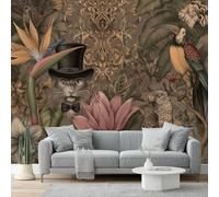 Papel Pintado Estilo Victoriano Gato Loromarrón Rosa 3D Panorámico No Tejido - Fotomurales Decorativos Para Salón, Dormitorio Y Oficina - Diseño Moderno Pared Del Hogar