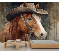 Papel Pintado Estilo Western con Diseño de Acuarela de Una Chica Estilo Acuarela Mural Vintage de Animales para Salón O Dormitorio Póster Mural de 500 X 350 cm