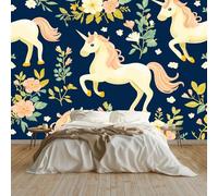 Papel Pintado Fantasía Animales Unicornio 200 x 140 cm Fotomurales decorativos modernos de pared en tejido no tejido Marina De Guerra, para murales fotográficos para salón o dormitorio