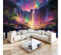Papel Pintado Fantasía País De Las Maravillas Cascada Arcoíris 150 x 105 cm, Púrpura Tejido No Tejido con Efecto 3D, Ideal para Pasillo Oficina o Regalo de Inauguración Mural de Pared